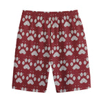 Red And White Paw Knitted Pattern Print Cotton Shorts