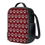 Red And White Paw Knitted Pattern Print Crossbody Lunch Bag