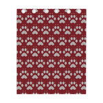 Red And White Paw Knitted Pattern Print Curtain