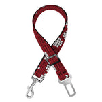 Red And White Paw Knitted Pattern Print Dog Seat Belt