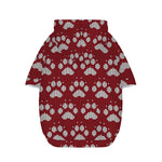 Red And White Paw Knitted Pattern Print Dog Zip Up Hoodie