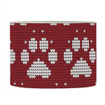 Red And White Paw Knitted Pattern Print Drum Lamp Shade