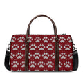 Red And White Paw Knitted Pattern Print Duffel Bag