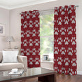 Red And White Paw Knitted Pattern Print Extra Wide Grommet Curtains