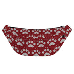 Red And White Paw Knitted Pattern Print Fanny Pack