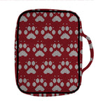 Red And White Paw Knitted Pattern Print Front Pocket Bible Bag