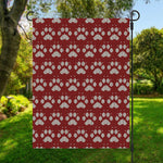 Red And White Paw Knitted Pattern Print Garden Flag