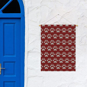 Red And White Paw Knitted Pattern Print Garden Flag