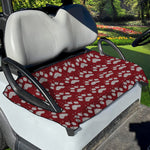 Red And White Paw Knitted Pattern Print Golf Cart Seat Cover