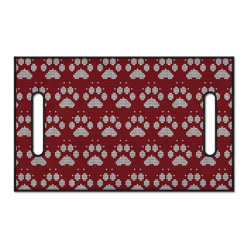 Red And White Paw Knitted Pattern Print Golf Cart Seat Cover