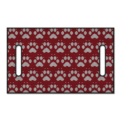 Red And White Paw Knitted Pattern Print Golf Cart Seat Cover