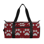 Red And White Paw Knitted Pattern Print Gym Bag