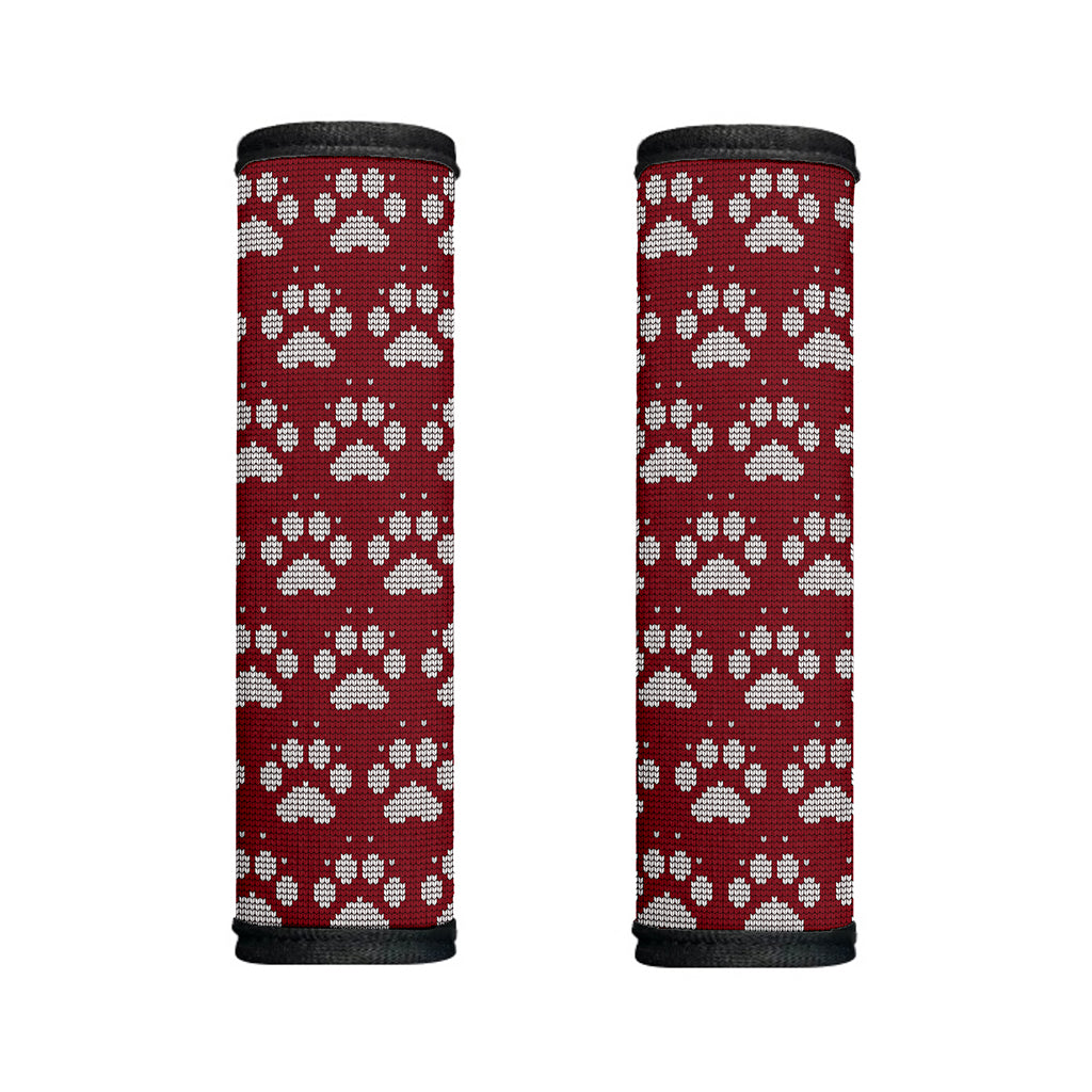 Red And White Paw Knitted Pattern Print Handle Covers