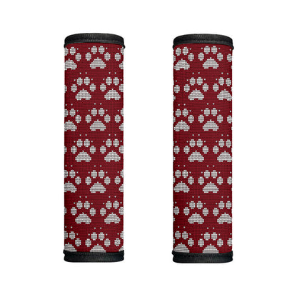 Red And White Paw Knitted Pattern Print Handle Covers
