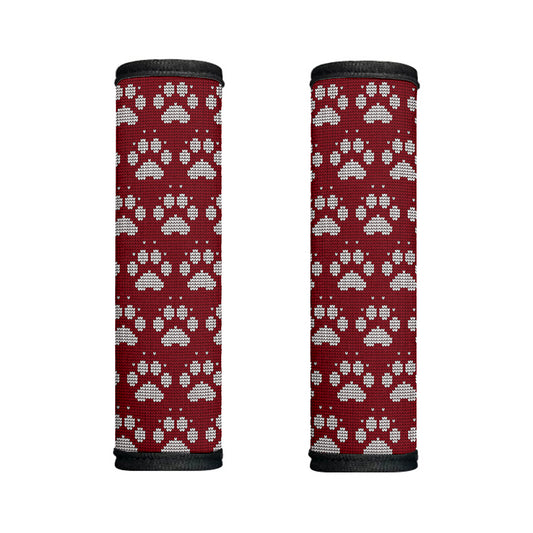 Red And White Paw Knitted Pattern Print Handle Covers