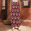 Red And White Paw Knitted Pattern Print Harem Pants