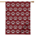 Red And White Paw Knitted Pattern Print House Flag