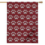 Red And White Paw Knitted Pattern Print House Flag