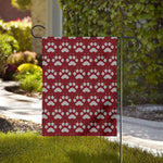 Red And White Paw Knitted Pattern Print House Flag