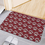 Red And White Paw Knitted Pattern Print Indoor Door Mat