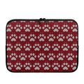 Red And White Paw Knitted Pattern Print Laptop Sleeve