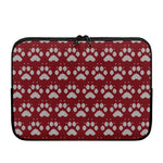 Red And White Paw Knitted Pattern Print Laptop Sleeve