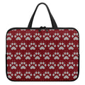 Red And White Paw Knitted Pattern Print Laptop Sleeve With Handle