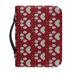 Red And White Paw Knitted Pattern Print Leather Bible Cover