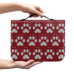 Red And White Paw Knitted Pattern Print Leather Bible Cover