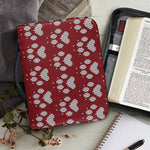 Red And White Paw Knitted Pattern Print Leather Bible Cover