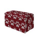 Red And White Paw Knitted Pattern Print Leather Tissue Box Cover