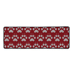 Red And White Paw Knitted Pattern Print Long Kitchen Mat
