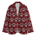 Red And White Paw Knitted Pattern Print Men's Blazer