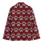 Red And White Paw Knitted Pattern Print Men's Blazer