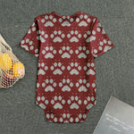 Red And White Paw Knitted Pattern Print Men's Bodysuit