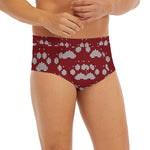 Red And White Paw Knitted Pattern Print Men's Briefs