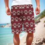 Red And White Paw Knitted Pattern Print Men's Cargo Shorts