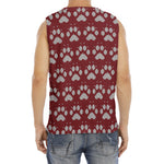 Red And White Paw Knitted Pattern Print Men's Fitness Tank Top