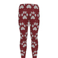 Red And White Paw Knitted Pattern Print Men's Leggings