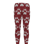 Red And White Paw Knitted Pattern Print Men's leggings