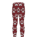 Red And White Paw Knitted Pattern Print Men's leggings