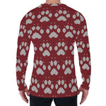 Red And White Paw Knitted Pattern Print Men's Long Sleeve T-Shirt