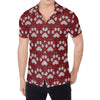 Red And White Paw Knitted Pattern Print Men's Shirt