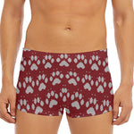 Red And White Paw Knitted Pattern Print Men's Short Boxer Briefs