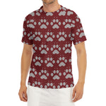 Red And White Paw Knitted Pattern Print Men's Short Sleeve Rash Guard