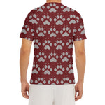 Red And White Paw Knitted Pattern Print Men's Short Sleeve Rash Guard