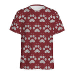 Red And White Paw Knitted Pattern Print Men's Sports T-Shirt