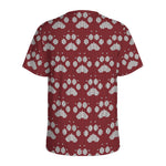 Red And White Paw Knitted Pattern Print Men's Sports T-Shirt