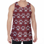Red And White Paw Knitted Pattern Print Men's Velvet Tank Top