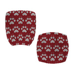 Red And White Paw Knitted Pattern Print Office Chair Cover